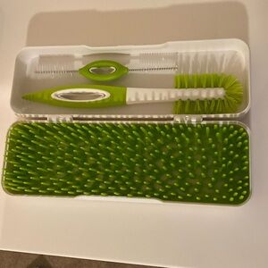 BOON travel baby bottle wash kit brush drying rack and case